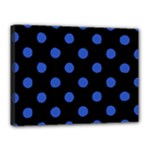 Polka Dots - Cerulean Blue on Black Canvas 16  x 12  (Stretched)