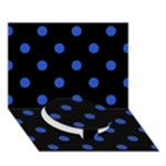 Polka Dots - Cerulean Blue on Black Circle Bottom 3D Greeting Card (7x5)