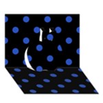 Polka Dots - Cerulean Blue on Black Apple 3D Greeting Card (7x5)
