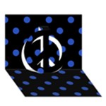 Polka Dots - Cerulean Blue on Black Peace Sign 3D Greeting Card (7x5)