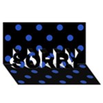Polka Dots - Cerulean Blue on Black SORRY 3D Greeting Card (8x4)