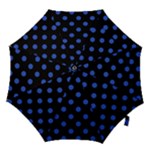 Polka Dots - Cerulean Blue on Black Hook Handle Umbrella (Small)