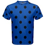 Polka Dots - Black on Cobalt Blue Men s Cotton Tee