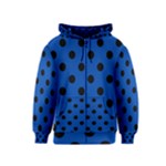 Polka Dots - Black on Cobalt Blue Kid s Zipper Hoodie