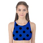 Polka Dots - Black on Cobalt Blue Tank Bikini Top