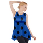 Polka Dots - Black on Cobalt Blue Side Drop Tank Tunic