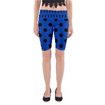 Polka Dots - Black on Cobalt Blue Yoga Cropped Leggings