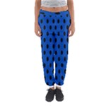 Polka Dots - Black on Cobalt Blue Women s Jogger Sweatpants