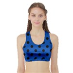 Polka Dots - Black on Cobalt Blue Women s Sports Bra with Border