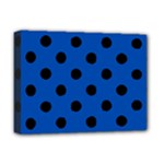 Polka Dots - Black on Cobalt Blue Deluxe Canvas 16  x 12  (Stretched)