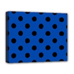 Polka Dots - Black on Cobalt Blue Deluxe Canvas 20  x 16  (Stretched)