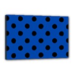 Polka Dots - Black on Cobalt Blue Canvas 18  x 12  (Stretched)