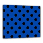 Polka Dots - Black on Cobalt Blue Canvas 24  x 20  (Stretched)
