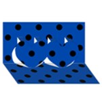 Polka Dots - Black on Cobalt Blue Twin Hearts 3D Greeting Card (8x4)