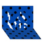 Polka Dots - Black on Cobalt Blue LOVE 3D Greeting Card (7x5)
