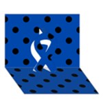 Polka Dots - Black on Cobalt Blue Ribbon 3D Greeting Card (7x5)