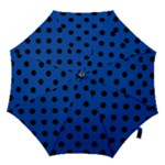 Polka Dots - Black on Cobalt Blue Hook Handle Umbrella (Medium)