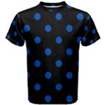Polka Dots - Cobalt Blue on Black Men s Cotton Tee