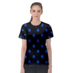 Polka Dots - Cobalt Blue on Black Women s Sport Mesh Tee