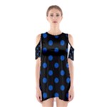 Polka Dots - Cobalt Blue on Black Women s Cutout Shoulder Dress