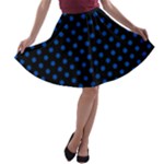 Polka Dots - Cobalt Blue on Black A-line Skater Skirt