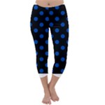 Polka Dots - Cobalt Blue on Black Capri Winter Leggings