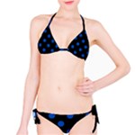Polka Dots - Cobalt Blue on Black Bikini Set