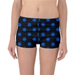 Polka Dots - Cobalt Blue on Black Reversible Boyleg Bikini Bottoms