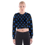 Polka Dots - Cobalt Blue on Black Women s Cropped Sweatshirt