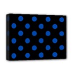 Polka Dots - Cobalt Blue on Black Deluxe Canvas 16  x 12  (Stretched)