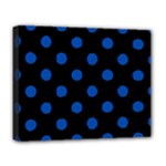 Polka Dots - Cobalt Blue on Black Deluxe Canvas 20  x 16  (Stretched)