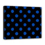 Polka Dots - Cobalt Blue on Black Deluxe Canvas 24  x 20  (Stretched)