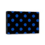 Polka Dots - Cobalt Blue on Black Mini Canvas 6  x 4  (Stretched)