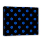 Polka Dots - Cobalt Blue on Black Canvas 14  x 11  (Stretched)