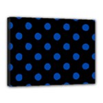 Polka Dots - Cobalt Blue on Black Canvas 16  x 12  (Stretched)