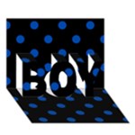 Polka Dots - Cobalt Blue on Black BOY 3D Greeting Card (7x5)