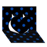 Polka Dots - Cobalt Blue on Black Heart 3D Greeting Card (7x5)