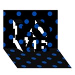 Polka Dots - Cobalt Blue on Black LOVE 3D Greeting Card (7x5)