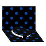 Polka Dots - Cobalt Blue on Black Circle Bottom 3D Greeting Card (7x5)