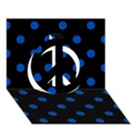 Polka Dots - Cobalt Blue on Black Peace Sign 3D Greeting Card (7x5)