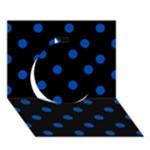Polka Dots - Cobalt Blue on Black Circle 3D Greeting Card (7x5)