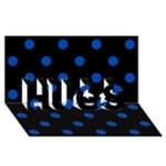 Polka Dots - Cobalt Blue on Black HUGS 3D Greeting Card (8x4)