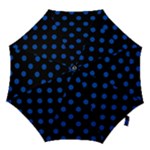 Polka Dots - Cobalt Blue on Black Hook Handle Umbrella (Medium)