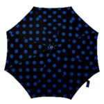 Polka Dots - Cobalt Blue on Black Hook Handle Umbrella (Large)