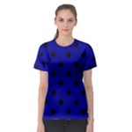 Polka Dots - Black on Dark Blue Women s Sport Mesh Tee