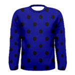 Polka Dots - Black on Dark Blue Men s Long Sleeve T-shirt