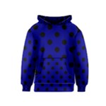 Polka Dots - Black on Dark Blue Kid s Pullover Hoodie