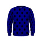 Polka Dots - Black on Dark Blue Kid s Sweatshirt