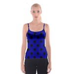 Polka Dots - Black on Dark Blue Spaghetti Strap Top