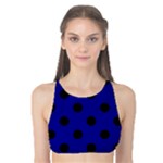 Polka Dots - Black on Dark Blue Tank Bikini Top
